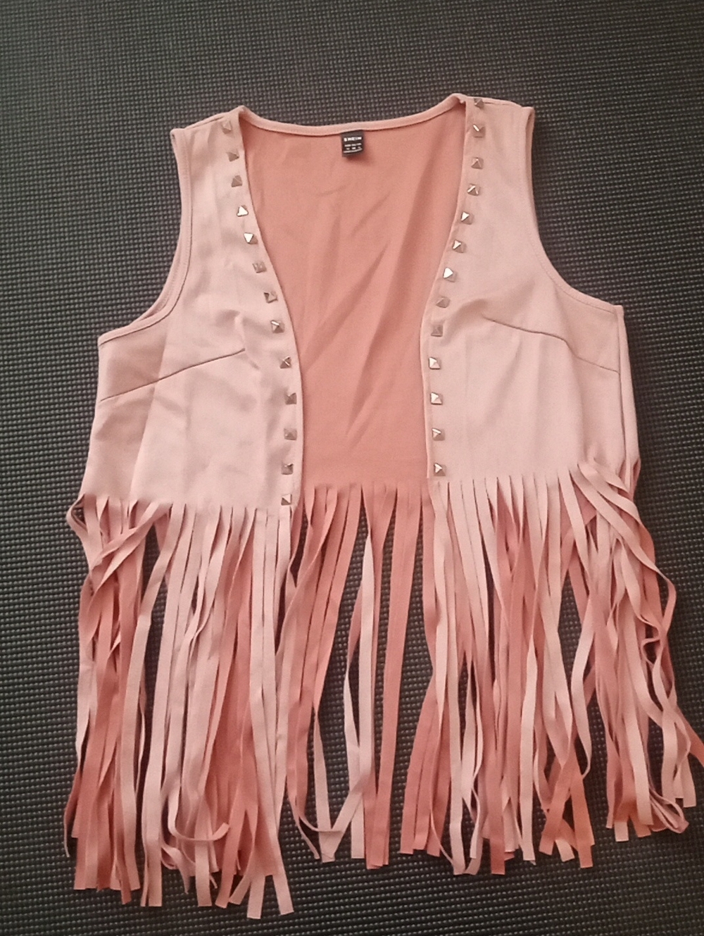 SHEIN Blush Pink Studded Fringe Tank Vest